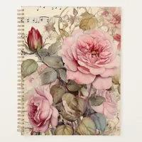 Pink Floral Watercolor Roses Planner