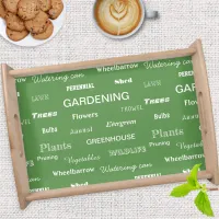 Gardening Words Patterned Green Modern Gardener's Serving Tray