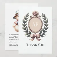 Classic Preppy Charm Monogram Birthday Thank You Card