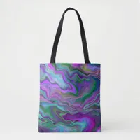 Purple, Green and Blue Fluid Art Abstract  Tote Bag