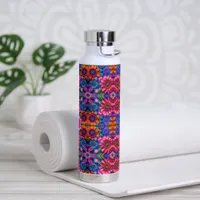 Floral pattern in boho style, custom  water bottle