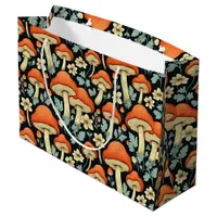 Retro Mushrooms Vintage Flowers Large Gift Bag