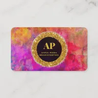 *~AP93 Neon Warm BOLD Abstract QR Business Card
