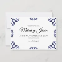 Talavera Black Floral Minimalist Spanish Wedding Save The Date