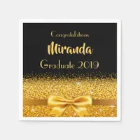 Graduation party gold black gold bow napkins