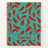 Vegan Inspired Red Chilli Pepper Print Notebook