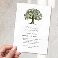 Watercolor Tree Sympathy Funeral Memorial Thank You Card