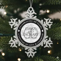 Elegant 60th Diamond Wedding Anniversary Snowflake Pewter Christmas Ornament