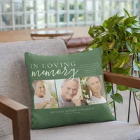 Green In Loving Memory Photo Memorial Tribute  Throw Pillow