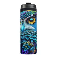 Ai generated Colorful Owl  Thermal Tumbler