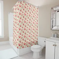 Valentine's Pink and Red Roses and Hearts  Shower Curtain
