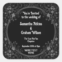 Printable wedding invitation template square sticker