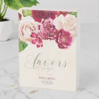 Roses Burgundy/Cream Favors ID584 Wooden Box Sign