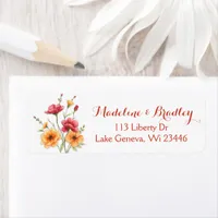 Pretty Autumn Flowers and Foliage  Label