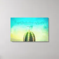 Prosperity Mantra With a Minimalist Cactus Canvas