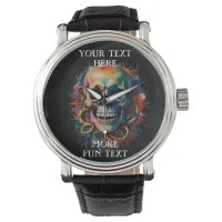 Skull Head with multi-colored Paint Splashes Watch