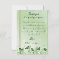 Green butterfly on light green -  thank you card