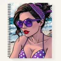 Purple Bikini, Sunglasses and Bandana Woman  Notebook