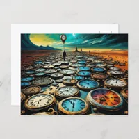 As Time Walks By AI Art Postcard