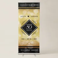 Elegant 50th Golden Wedding Anniversary Retractable Banner