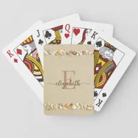 Monogram Script Beach Seashells Poker Cards