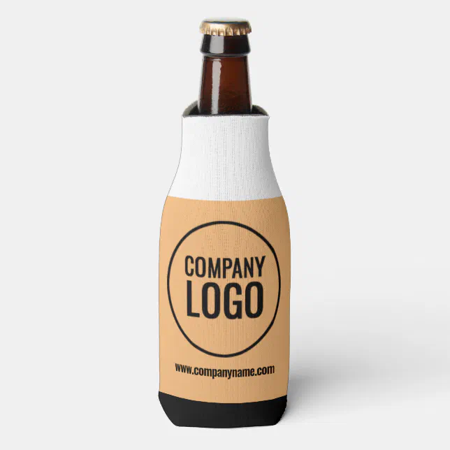 Modern White Peach Black Company Logo Website Bottle Cooler