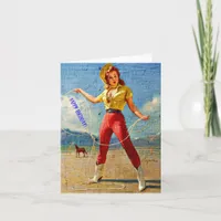 Vintage Cowgirl Birthday Card