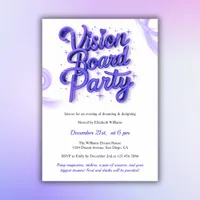 Purple Neon Vision Board Manifestation Party Invitation