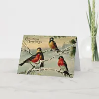 Vintage Birds Christmas Holiday Card