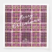 Magenta Gold Christmas Pattern#7 ID1009 Paper Dinner Napkins