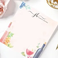 Winery Watercolor Wine Grapes Personalized Notepad