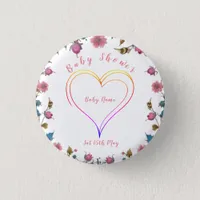 Baby Shower Heart  Button