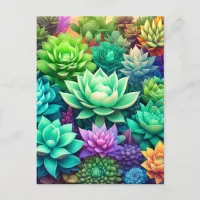 Aloe Vera and Succulents Collage   Postcard