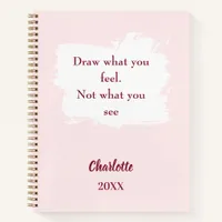 Sketchbook blush pink inspirational quote notebook