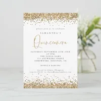 Elegant Gold Glitter Quinceañera 15th Party Invitation