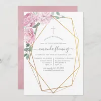 Blush Pink Floral Geometric Confirmation Invitation