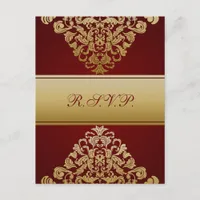 elegant gold red wedding RSVP