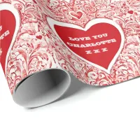 Valentine I Love You Red And White Pattern Wrapping Paper