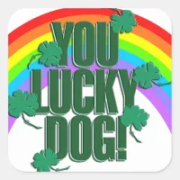 Lucky Dog and Rainbow St. Patrick's Day Square Sticker