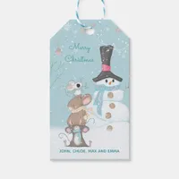 Cute Mice and Snowman Merry Christmas Gift Tags