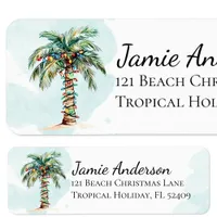 Beach Return Address Labels | Christmas Palm Tree
