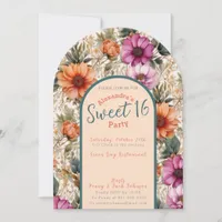 Floral sweet sixteen invitation 