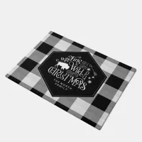 Wild Wonderful Christmas Black Buffalo Plaid ID604 Doormat