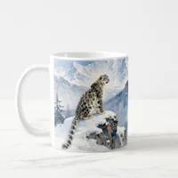A Snow Leopard on Snowy Peak Coffee Mug