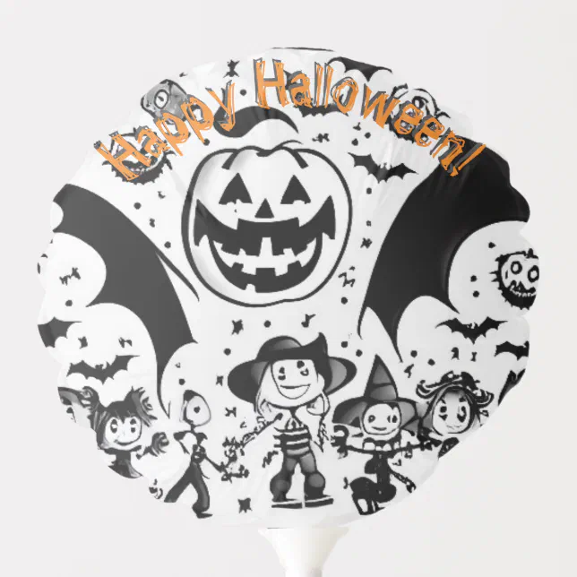 Halloween party in black and white balloon