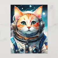 Adorable USA Astronaut Cat Postcard