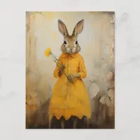 Rabbit in a Yellow Dress with a yellow flower Postcard