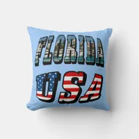 Florida Picture and USA Flag Text Throw Pillow