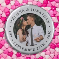 Custom Photo Newlywed Couple Name Date Wedding Candy Tin