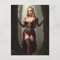 Sexy Lingerie in the Forest Postcard